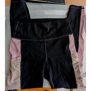 Women's Powerhold Fabletics Black Brown Exercise Leggings Size XXS Short 0-2